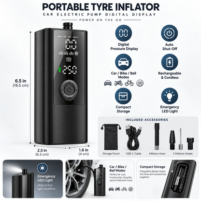 Portable Tyre Inflator Car Electric Pump Digital Display
