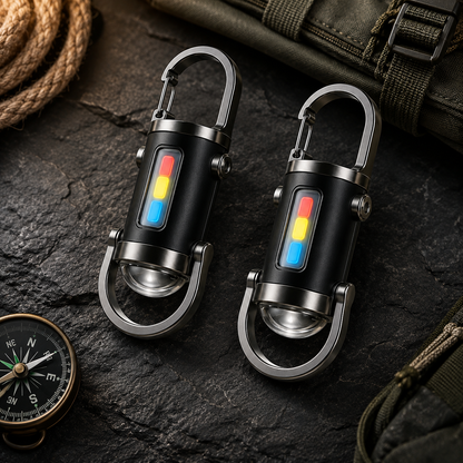 Torcia portatile LED con moschettone, design compatto