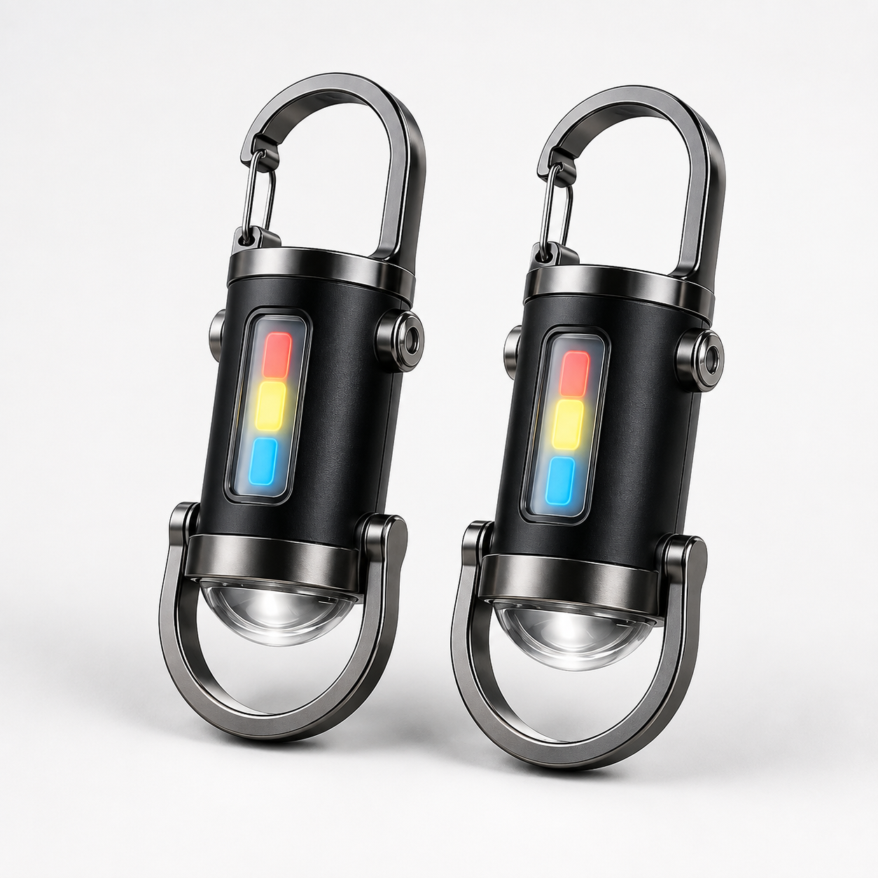Torcia portatile LED con moschettone, design compatto