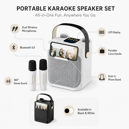 Altoparlante portatile per karaoke, microfoni wireless e display LED