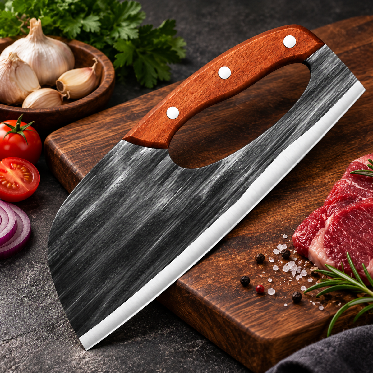 Coltello da cucina forgiato con precisione, multiuso, con impugnatura ergonomica