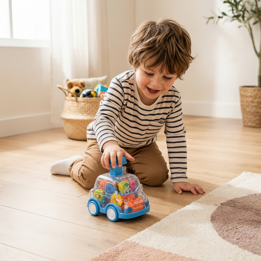 Carro Brinquedo Mecanismo Engrenagem Educativo Infantil Colorido