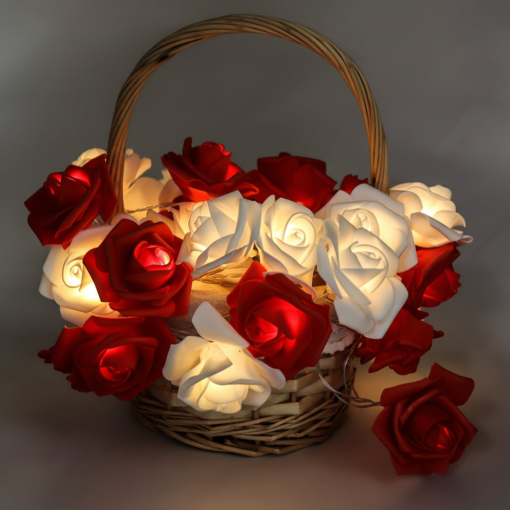 Lichterkette Rosenblüte Batteriebetriebene Romantische Dekoration