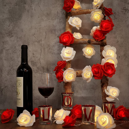 Lichterkette Rosenblüte Batteriebetriebene Romantische Dekoration