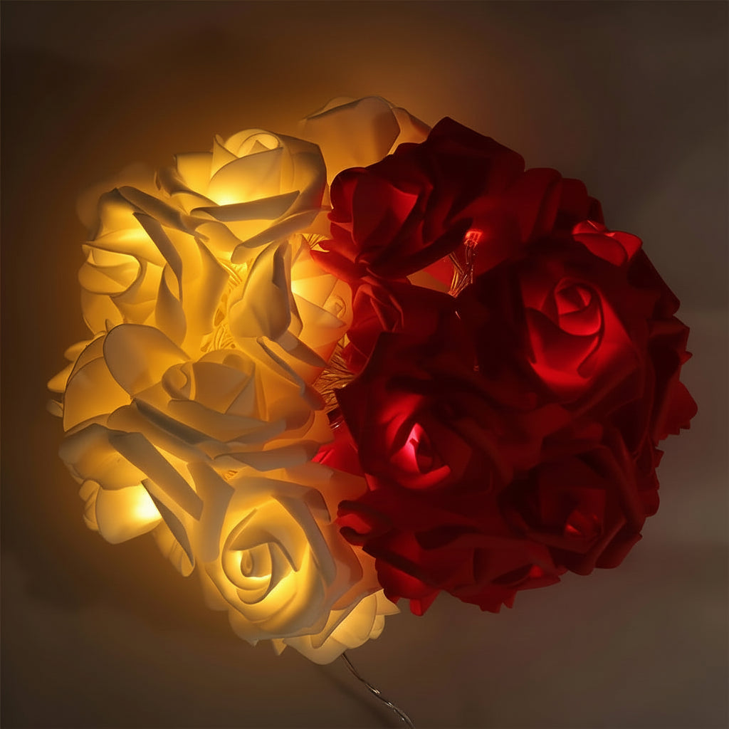 Lichterkette Rosenblüte Batteriebetriebene Romantische Dekoration