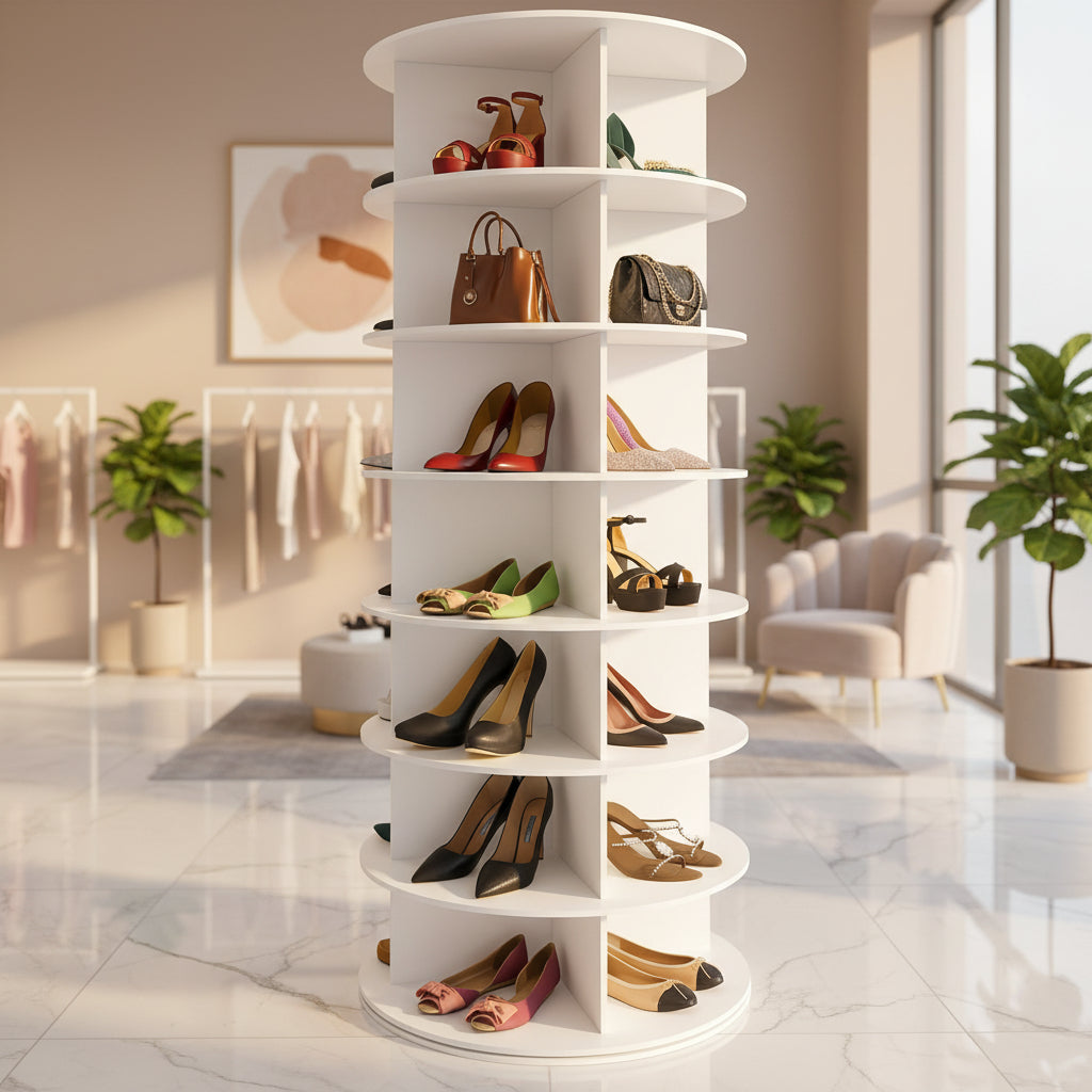 Estante para Sapatos Rotativa Vertical Organizador de Plástico para Poupar Espaço