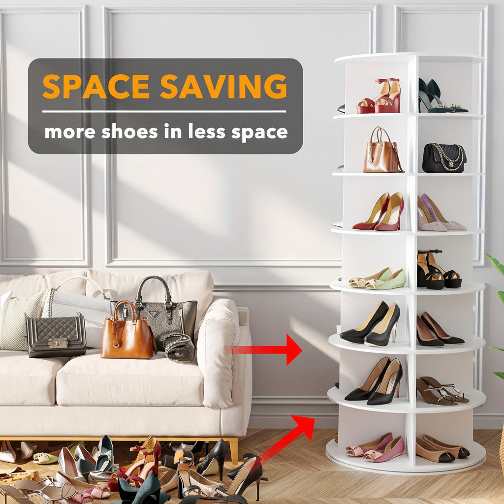 Estante para Sapatos Rotativa Vertical Organizador de Plástico para Poupar Espaço