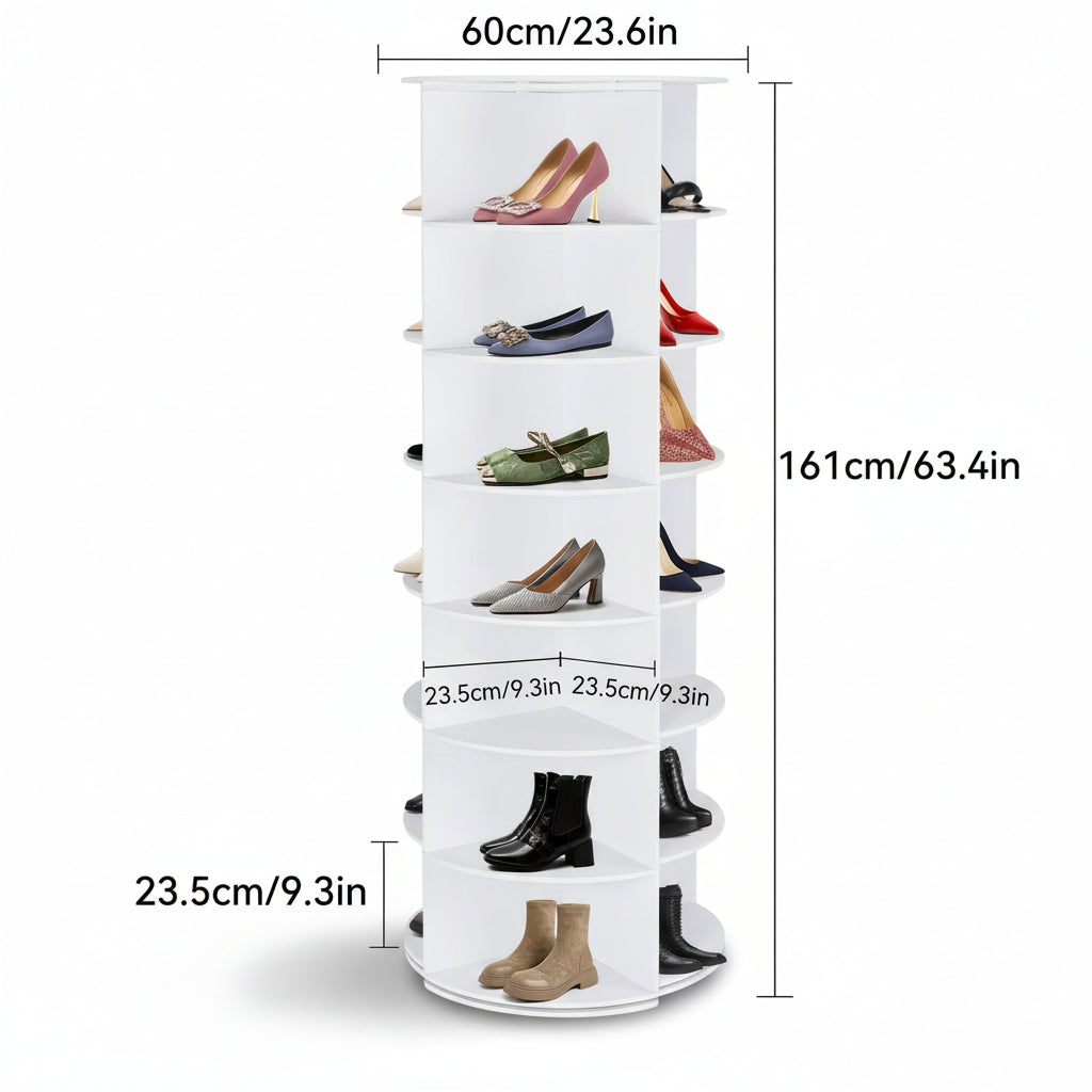Estante para Sapatos Rotativa Vertical Organizador de Plástico para Poupar Espaço