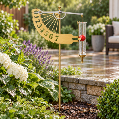 Dekorativer Regenmesser als Gartenstecker für den Außenbereich