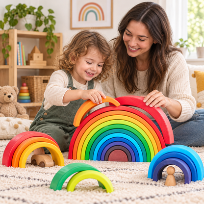 Gioco educativo ad arcobaleno impilabile, archi colorati da impilare