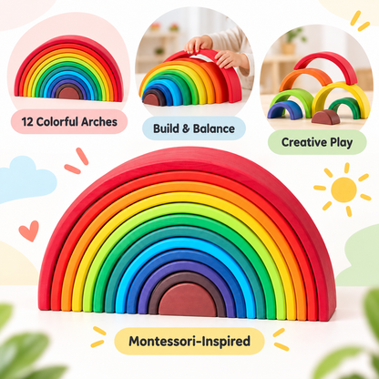 Gioco educativo ad arcobaleno impilabile, archi colorati da impilare