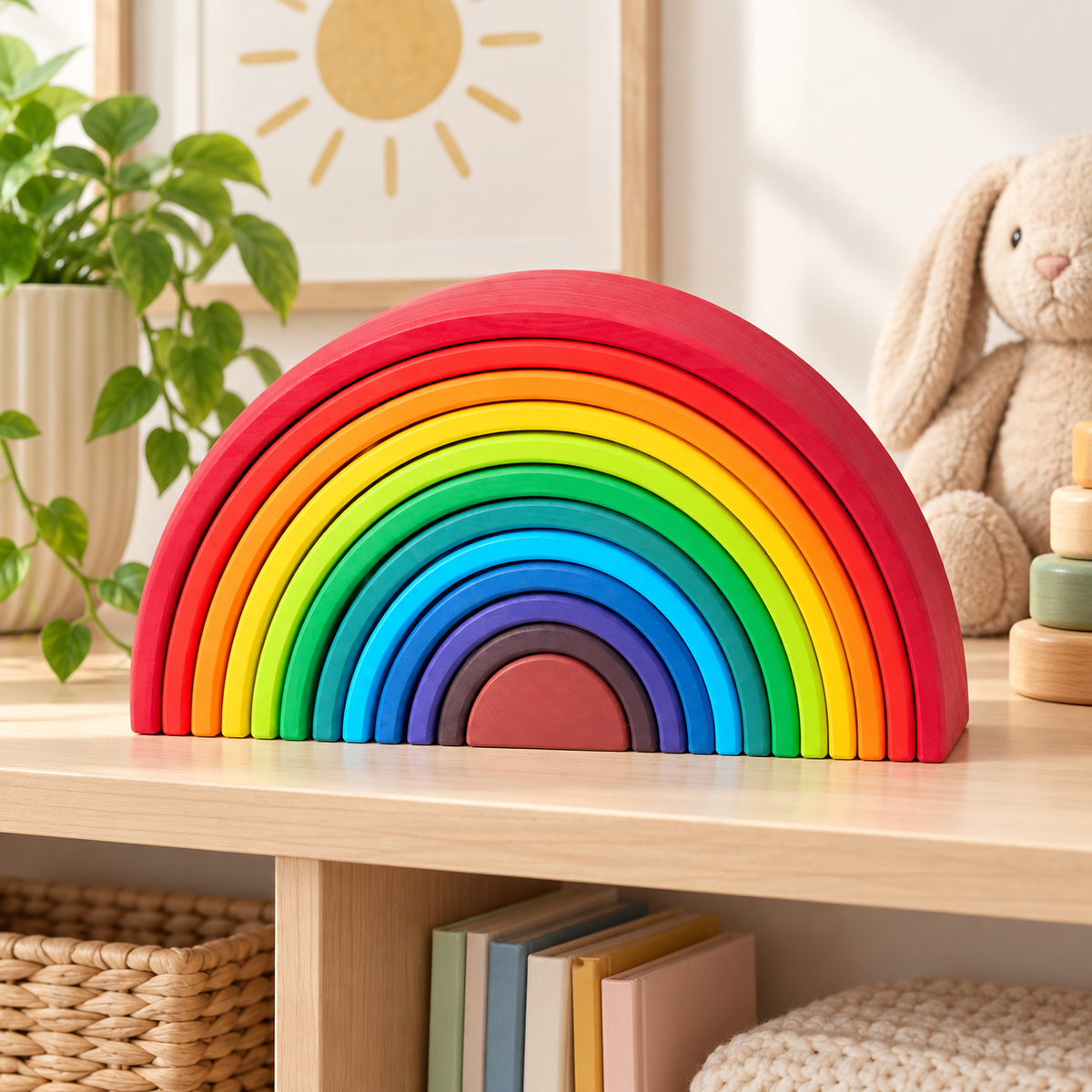 Gioco educativo ad arcobaleno impilabile, archi colorati da impilare