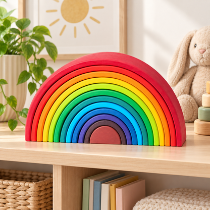 Gioco educativo ad arcobaleno impilabile, archi colorati da impilare