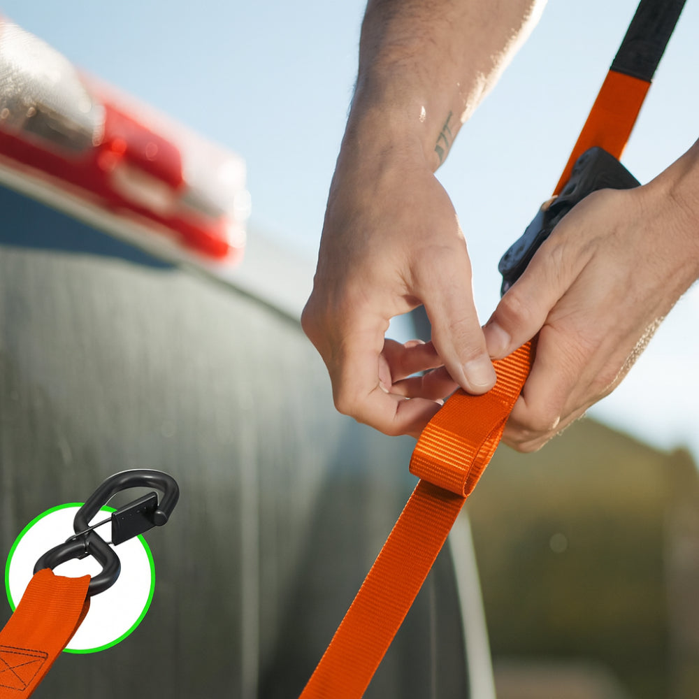 Set di cinghie a cricchetto per carico con ganci robusti e avvolgibili