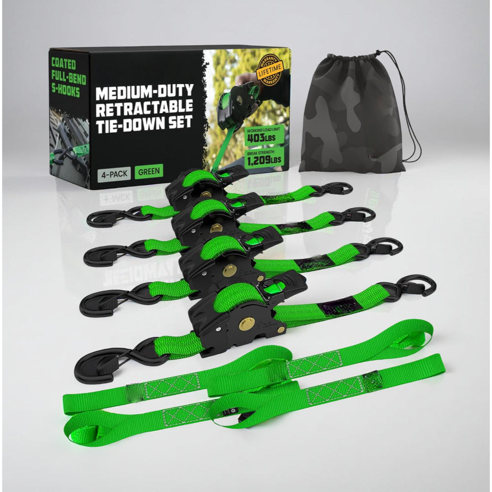 Set di cinghie a cricchetto per carico con ganci robusti e avvolgibili
