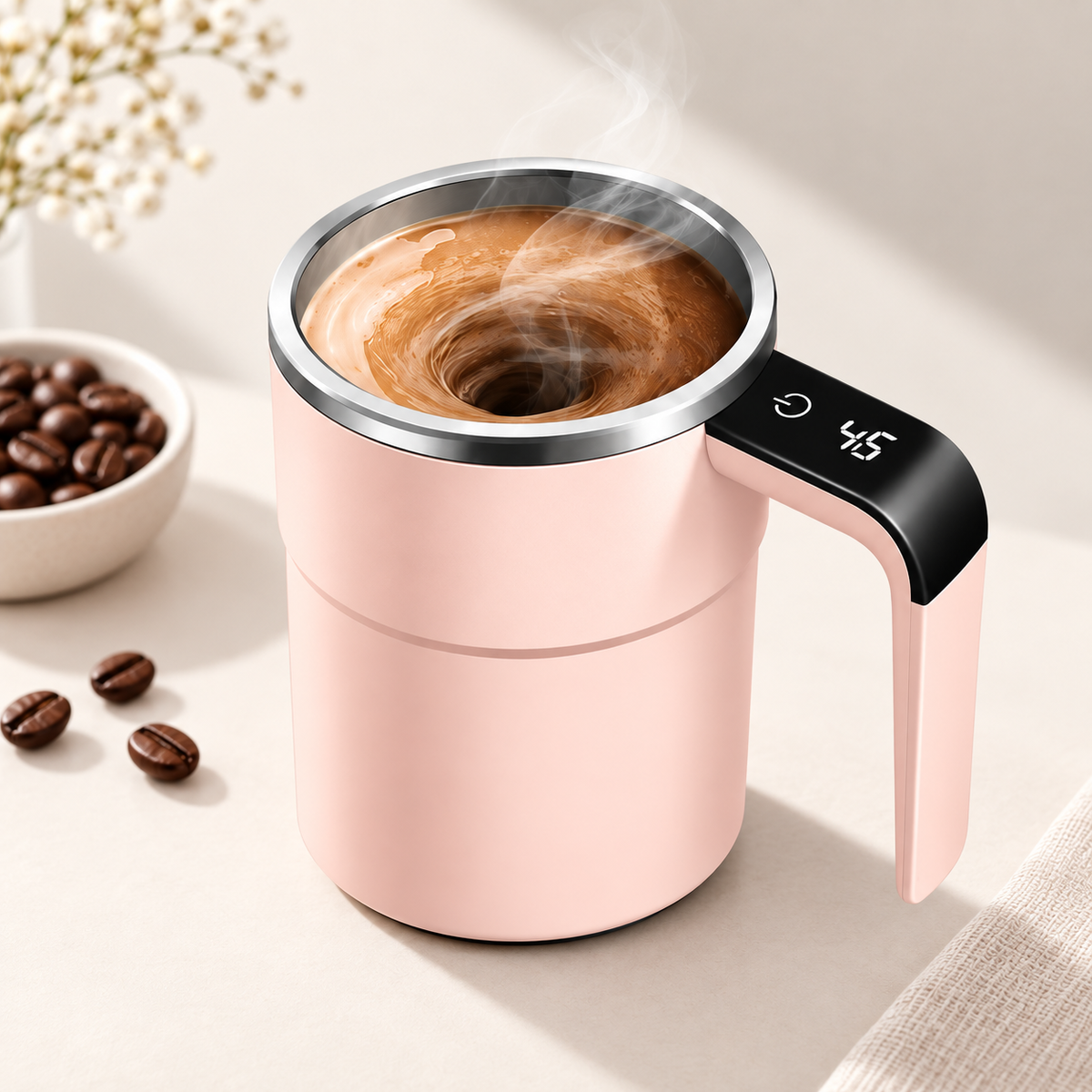 Wiederaufladbarer Kaffeebecher, tragbar, selbstumrührend, für unterwegs