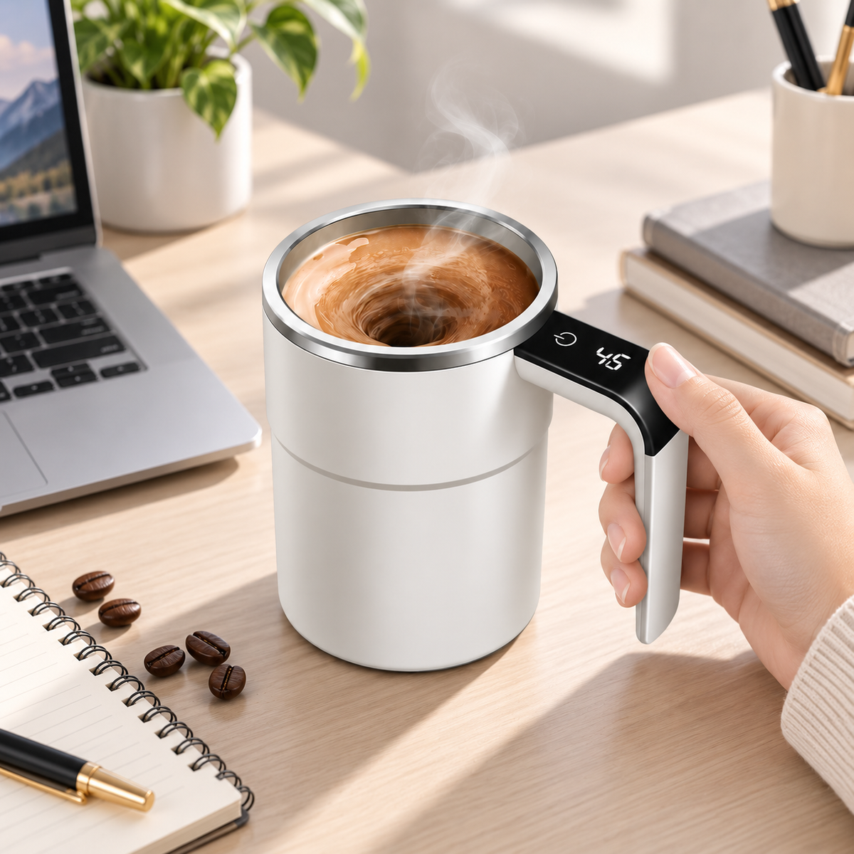 Wiederaufladbarer Kaffeebecher, tragbar, selbstumrührend, für unterwegs