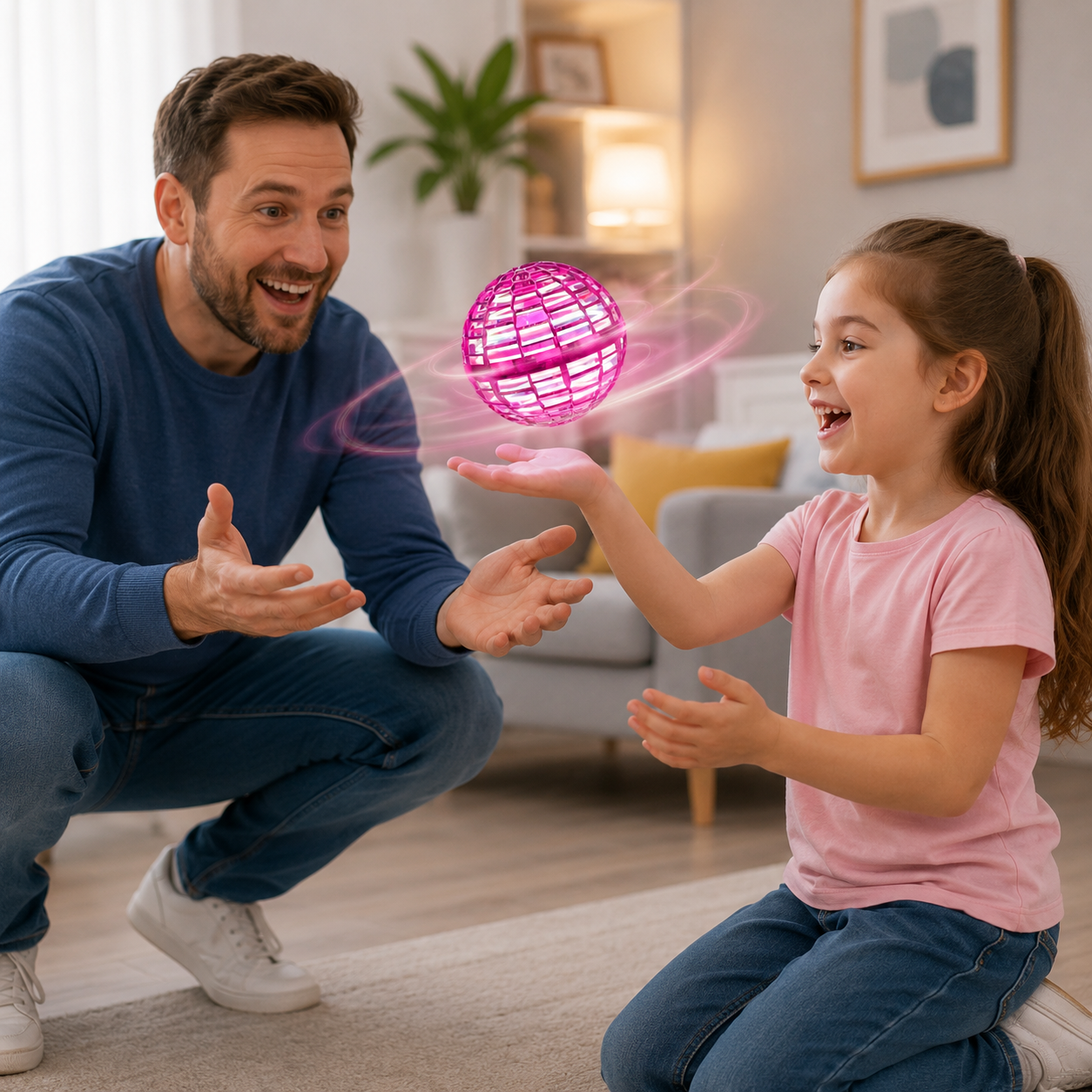 Wiederaufladbares fliegendes Ballspielzeug mit LED und interaktivem Spielspaß