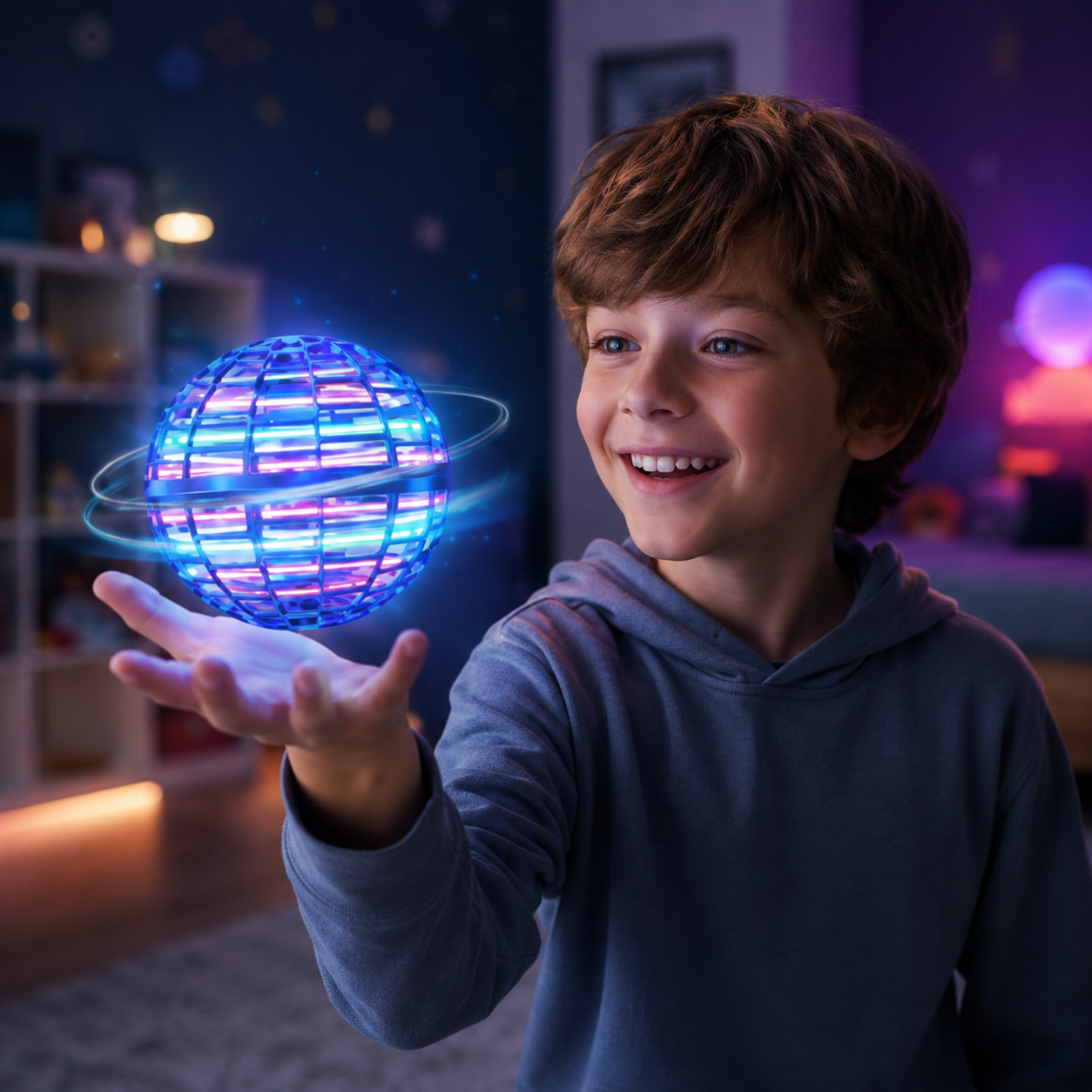 Wiederaufladbares fliegendes Ballspielzeug mit LED und interaktivem Spielspaß
