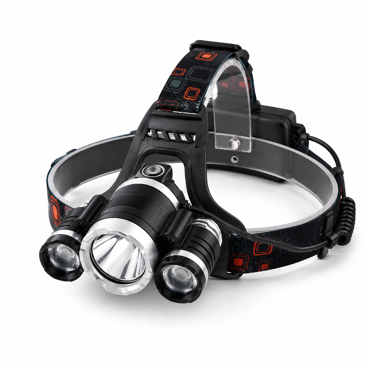 Lampada frontale LED ricaricabile con fascia regolabile per esterni