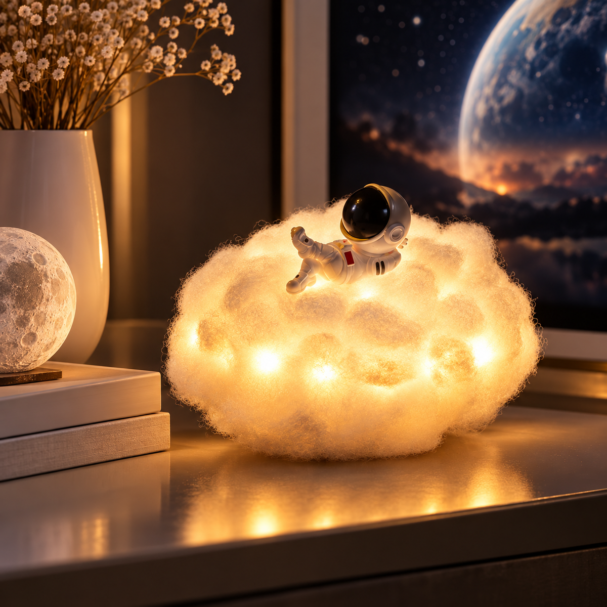 Fjernbetjent sky-lampe med farveskiftende blødt lys