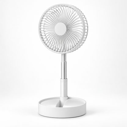 Design retrátil de ventoinha, alimentada por bateria e recarregável por USB