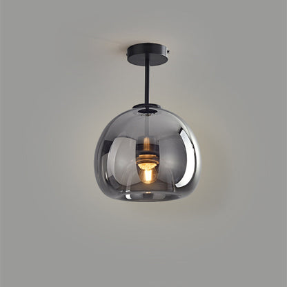 Vintage Bubble Glass Ceiling Light | Retro Amber Glass Pendant