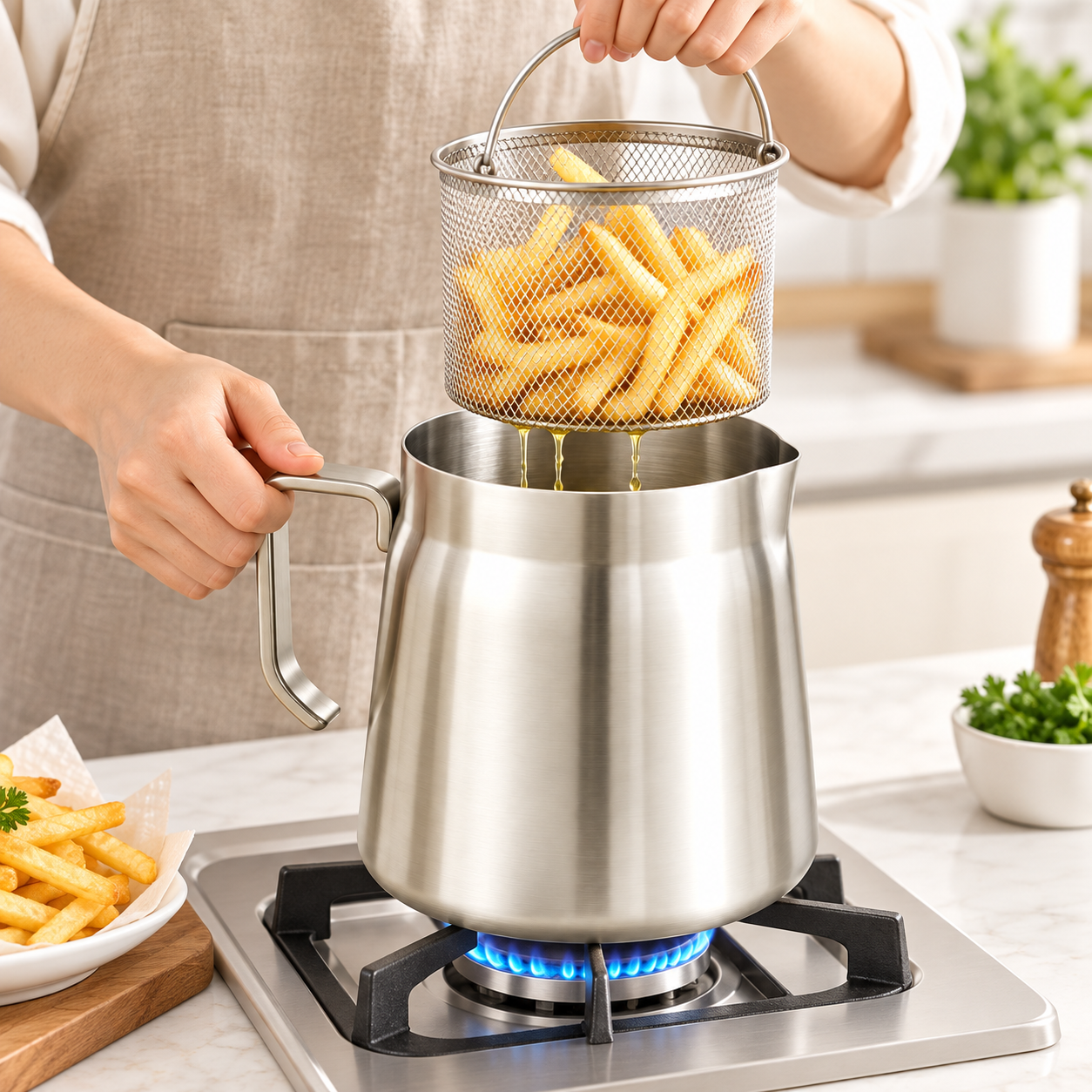 Reusable Cooking Oil Strainer Stainless Steel Frying Pot