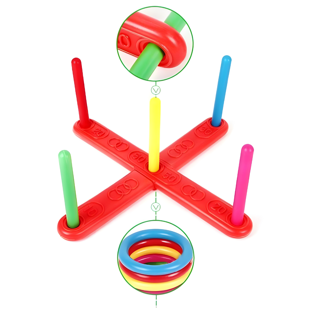 Juego de Lanzamiento de Aros al Aire Libre Set Portátil para Fiestas Familiares