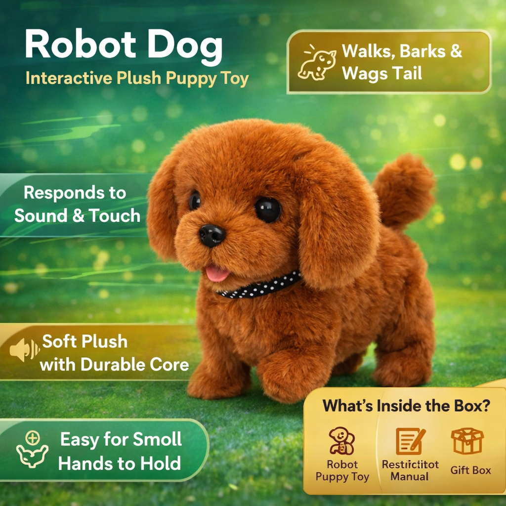 Legetøj Robot Hund Plys Interaktiv Gående Lyd