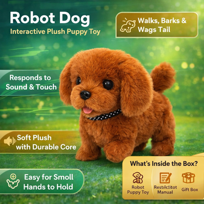 Legetøj Robot Hund Plys Interaktiv Gående Lyd