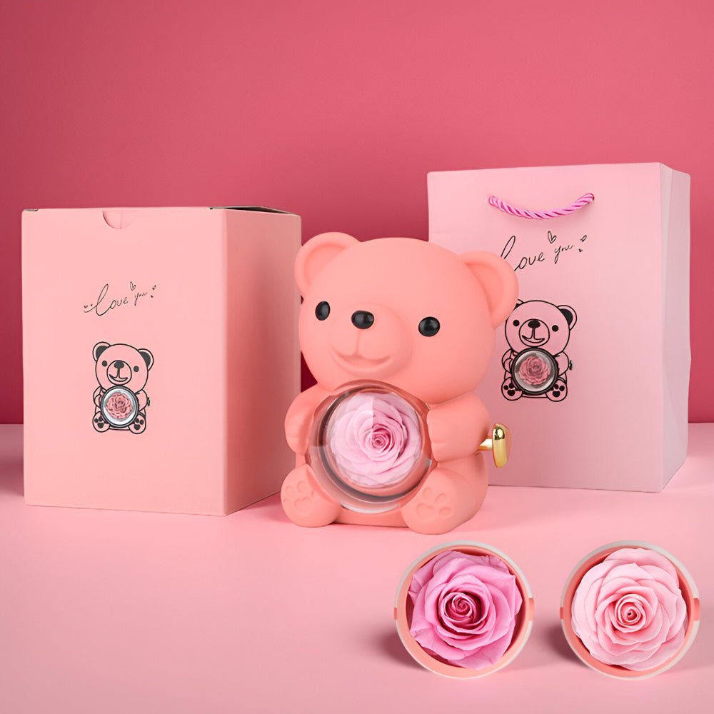 Scatola Regalo Orsetto Rosa Conservata Espositore per Gioielli
