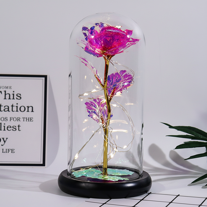 Rosa Decorativa Cúpula Vidrio Figura Regalo Romántico
