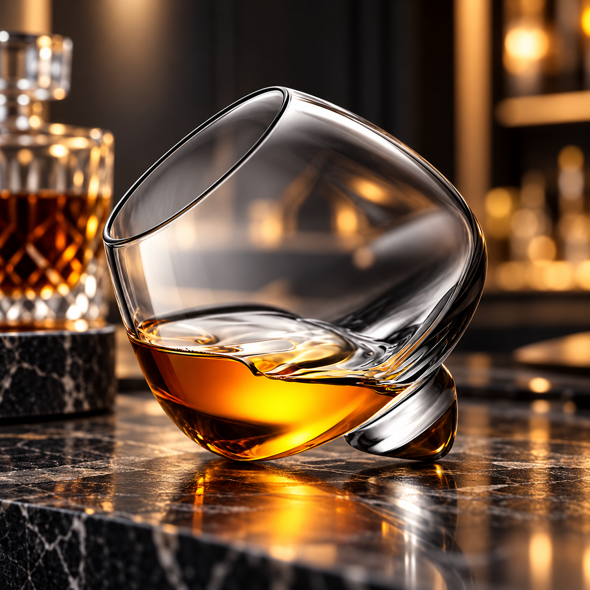 Roterende whiskyglas med ergonomisk, giftfri og unik udformning