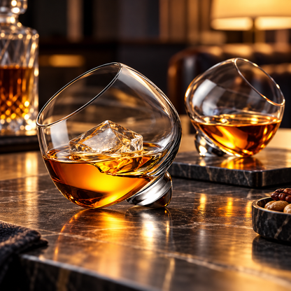 Roterende whiskyglas med ergonomisk, giftfri og unik udformning