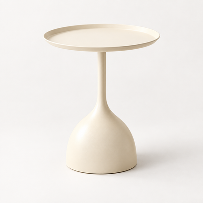 Round Metal Modern Side Table Pedestal Minimalist Design