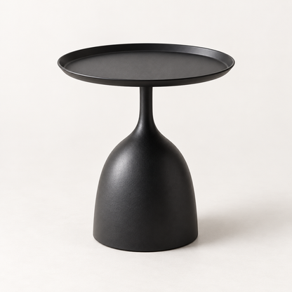 Round Metal Modern Side Table Pedestal Minimalist Design