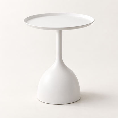 Round Metal Modern Side Table Pedestal Minimalist Design