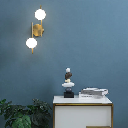 Astra Candeeiro de Parede | Design Moderno Dourado com Duplo Globo