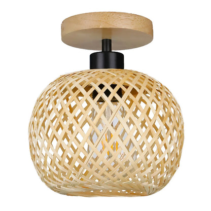 Natura Bambus-Deckenleuchte | Handgewebte Rattan-LED-Leuchte
