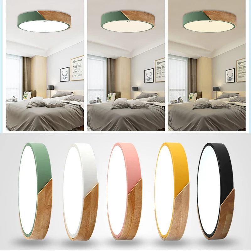 LED-Deckenleuchte | Modernes nordisches Holzdesign