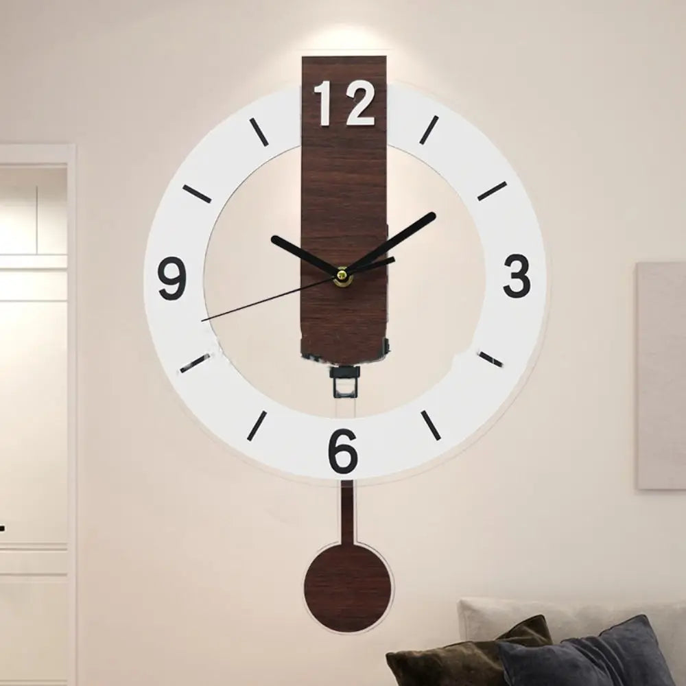 Orologio da Parete Minimalista a Pendolo | Design Moderno in Acrilico e Legno