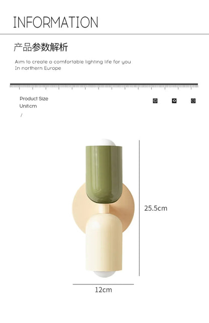 Lampada da parete colorata per comodino | Lampada da parete nordica Macaron