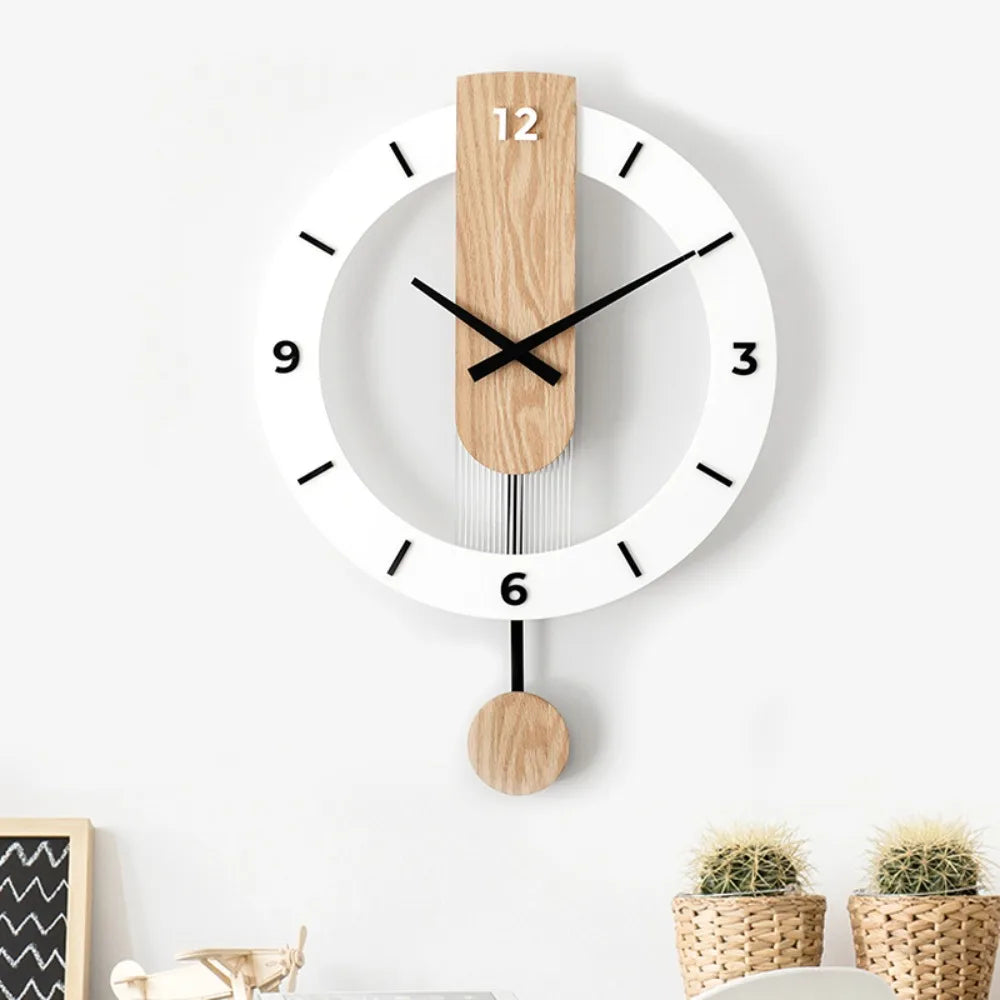 Orologio da Parete Minimalista a Pendolo | Design Moderno in Acrilico e Legno