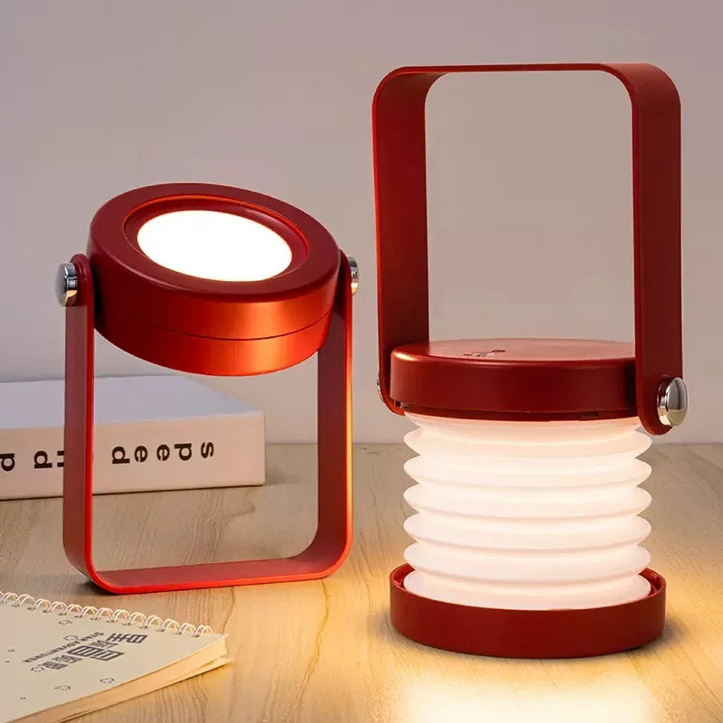 Lanterna portatile con manico in legno creativo | Lampada da tavolo pieghevole ricaricabile