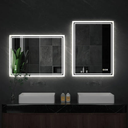 LuvoGlow | Oglindă de baie cu LED | Fără ramă, reglabilă, cu protecție anti-aburire