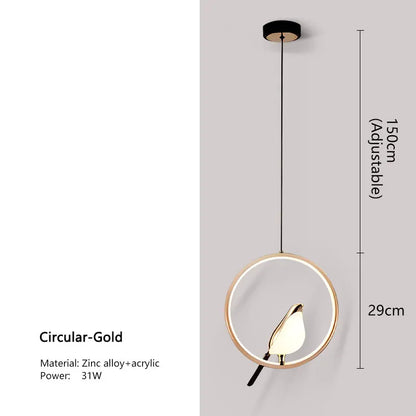 Candeeiro de Pendurar Pega | Design Nórdico LED de Pássaro