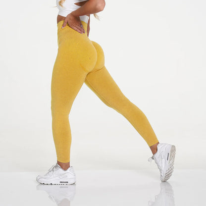Leggings de cintura alta para pickleball, pantalones de yoga sin costuras y elásticos