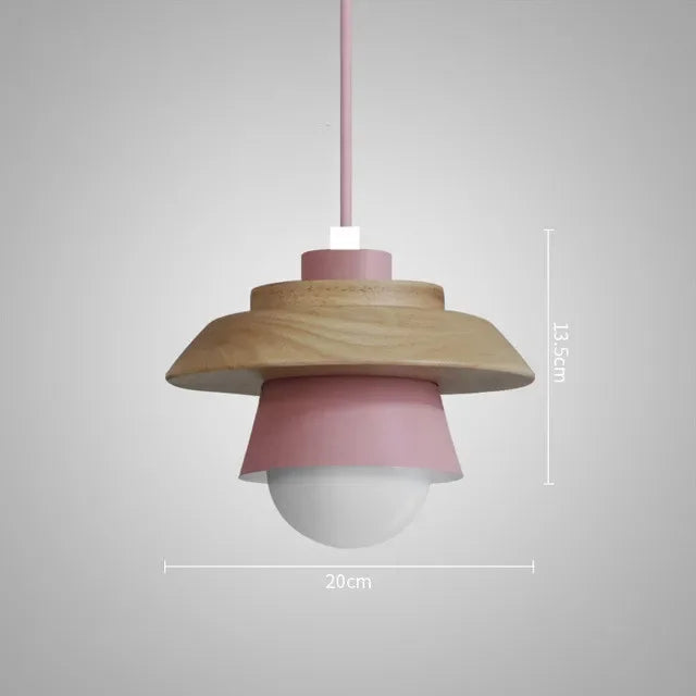 Candeeiro Suspenso em Madeira Nórdica | Design Colorido Macaron