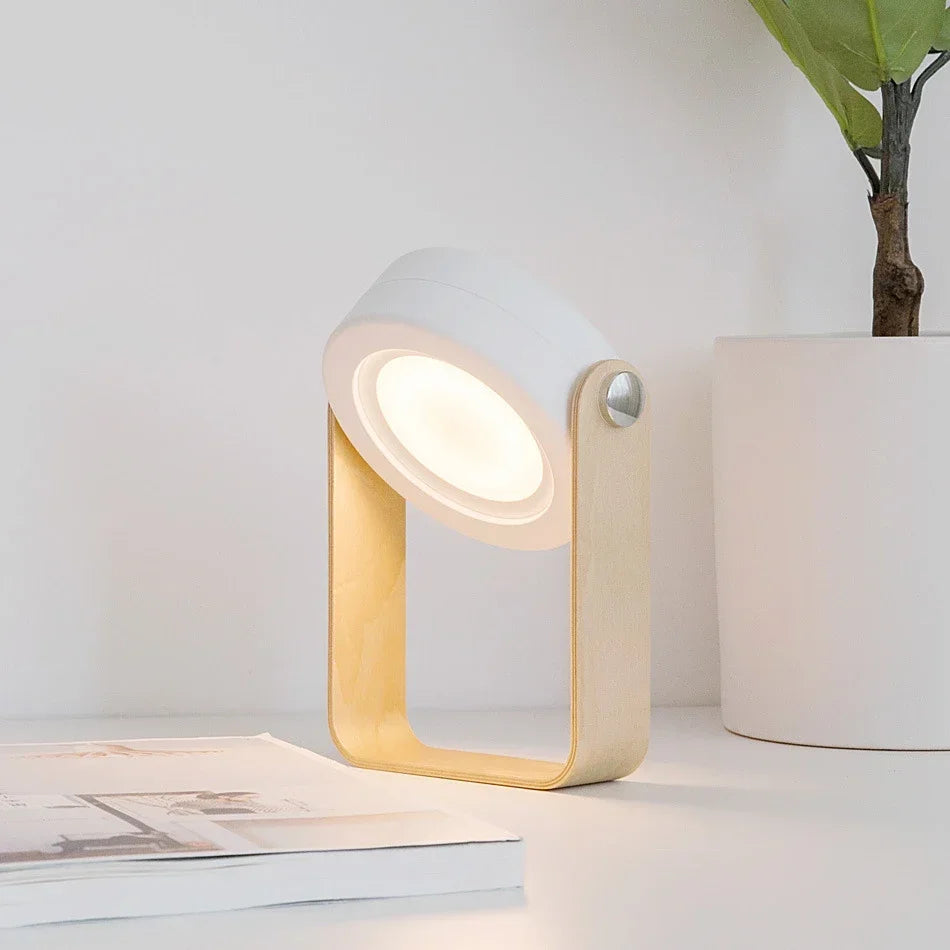 Lanterna portatile con manico in legno creativo | Lampada da tavolo pieghevole ricaricabile